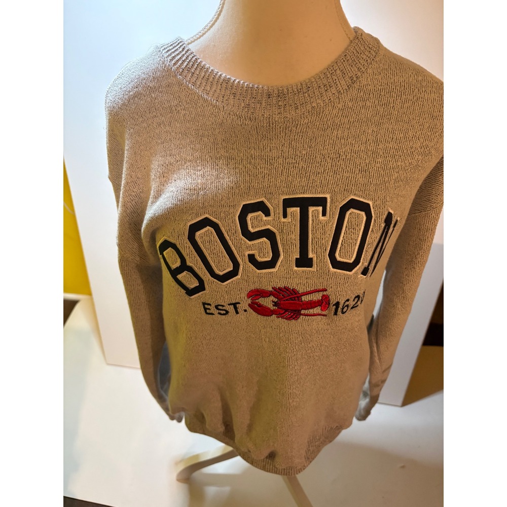 Bay State Gear Boston Lobster Knit Sweater Medium Est 1620 Gray Crewneck M NWT